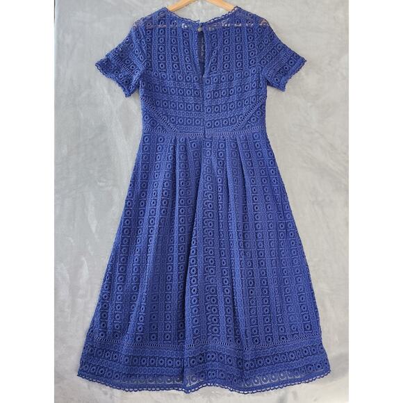 Boden Dress Womens Size 10 Imperial Blue Althea Crocheted Eyelet Lace 10R - Picture 4 of 10